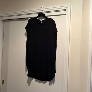 Eileen fisher band collar silk pullover tunic blouse with keyhole close in back